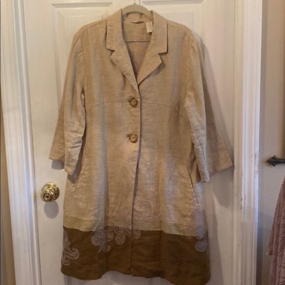 J. Jill women’s size Medium vintage paisley linen long jacket - Picture 1 of 6